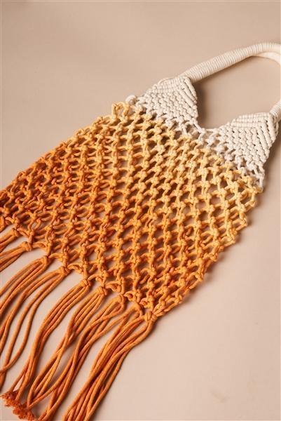 Orange Cotton Net Fringe Fashion Bag /1 Bag Boho Chic Vibe  ** Free Shipping** - Simpleaholic