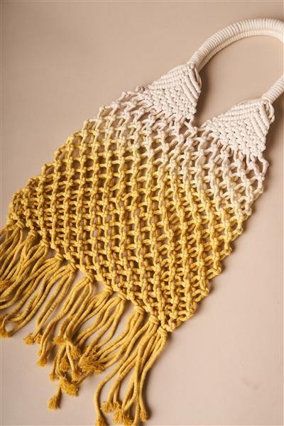 Yellow Cotton Net Fringe Fashion Bag /1 Bag Boho Chic Vibe ** Free Shipping** - Simpleaholic