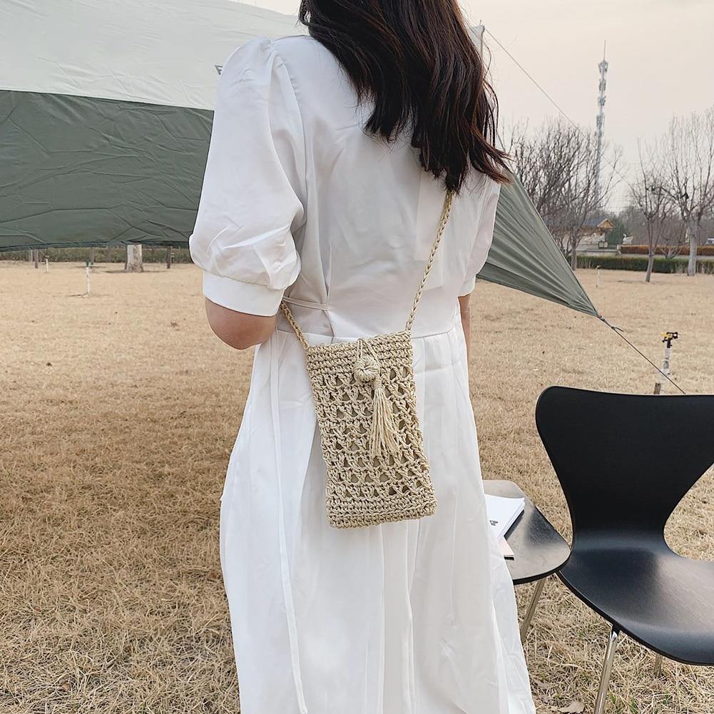 Ladies Vintage Straw Rope Summer Vacation Travel Woven Small Crossbody Bags - Simpleaholic